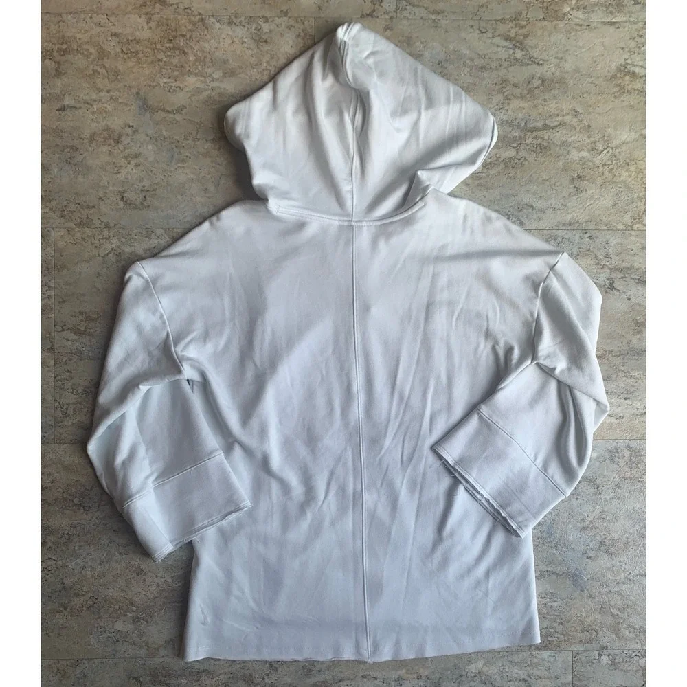 Nike Dri-FIT Hoodie Women's S White V-Neck Pullover Raw‎ Hemline Yoga Luxe(0236)